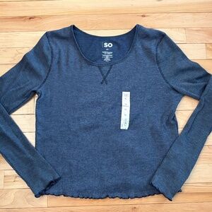 SO Basic Cropped Thermal Tee - Juniors XL - Blue NWT